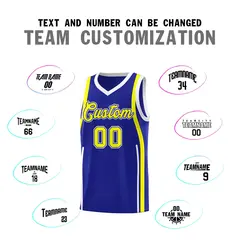 Royal Fluorescent Yellow White Ribbon Pattern Basketball Kit 4