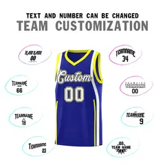 Royal Fluorescent Yellow White Ribbon Pattern Basketball Kit 4