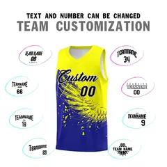 Royal Fluorescent Yellow Wing Pattern Basketball Jersey 4