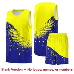 Royal Fluorescent Yellow Wing Pattern Basketball Jersey 7