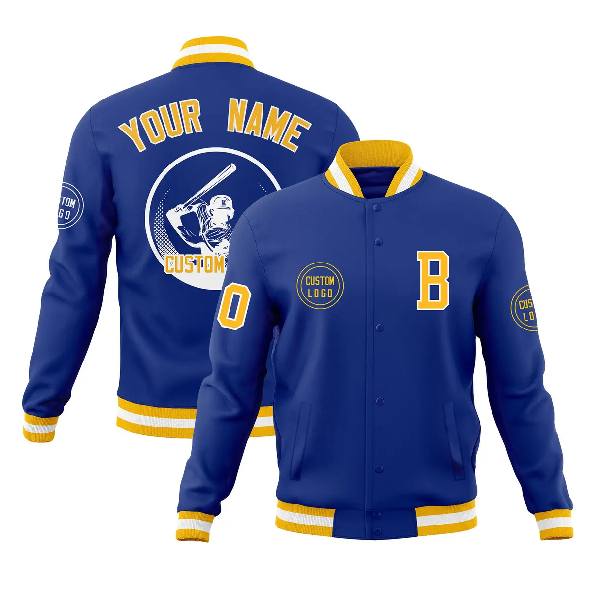 Royal Full-Snap Varsity Letterman Baseball Jacket