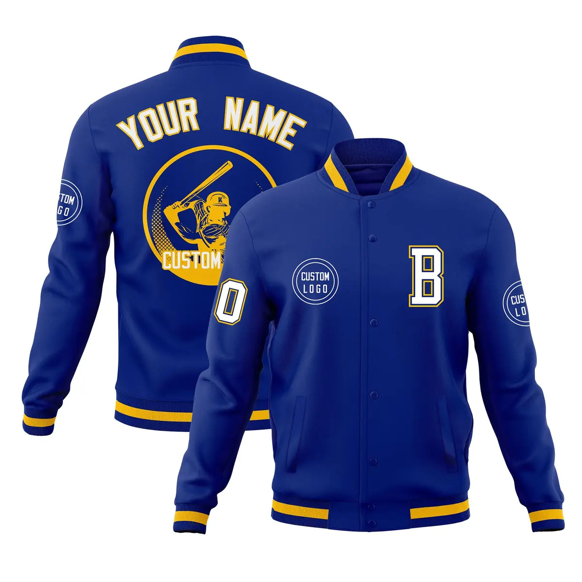 Royal Full-Snap Varsity Letterman Baseball Jacket
