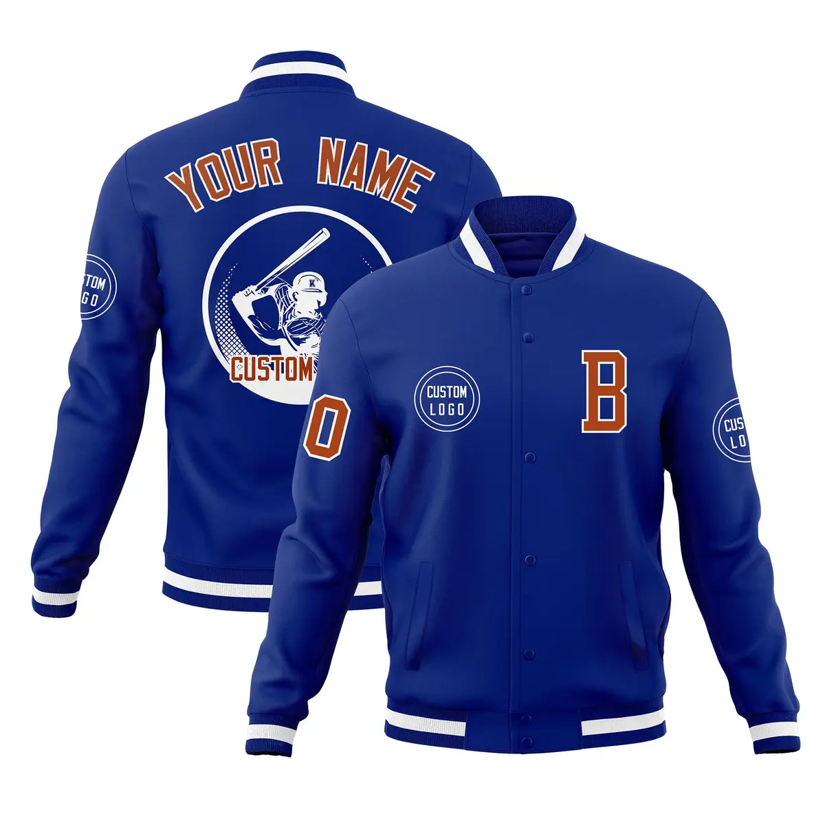 Royal Full-Snap Varsity Letterman Baseball Jacket