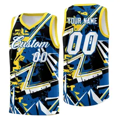 Royal Gold Abstract Graffiti Basketball Jersey 1
