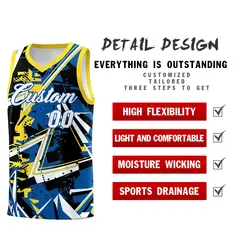 Royal Gold Abstract Graffiti Basketball Jersey 2