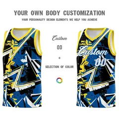 Royal Gold Abstract Graffiti Basketball Jersey 3
