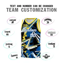 Royal Gold Abstract Graffiti Basketball Jersey 4