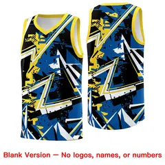 Royal Gold Abstract Graffiti Basketball Jersey 6