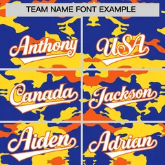Royal Gold and Orange Camo Sleeveless Baseball Jersey 3
