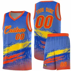 Royal Gold and Orange Graffiti Sports Basketball Jersey