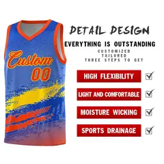 Royal Gold and Orange Graffiti Sports Basketball Jersey 2