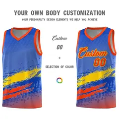 Royal Gold and Orange Graffiti Sports Basketball Jersey 3