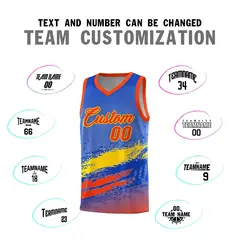 Royal Gold and Orange Graffiti Sports Basketball Jersey 4