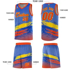 Royal Gold and Orange Graffiti Sports Basketball Jersey 5