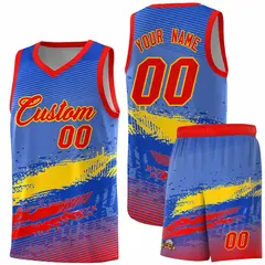 Royal Gold and Red Graffiti Sports Basketball Jersey 1