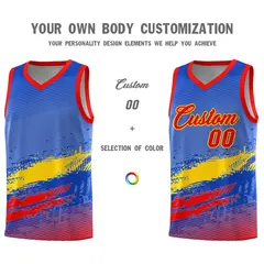 Royal Gold and Red Graffiti Sports Basketball Jersey 3