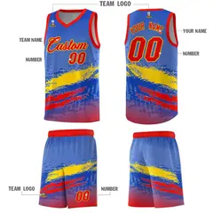 Royal Gold and Red Graffiti Sports Basketball Jersey 5