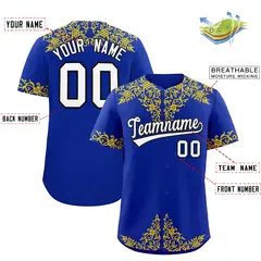 Royal Gold Baroque Style Baseball Jersey 2