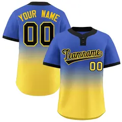 Royal Gold Black-Gold Gradient Two-Button Softball Jersey 1