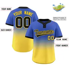 Royal Gold Black-Gold Gradient Two-Button Softball Jersey 2