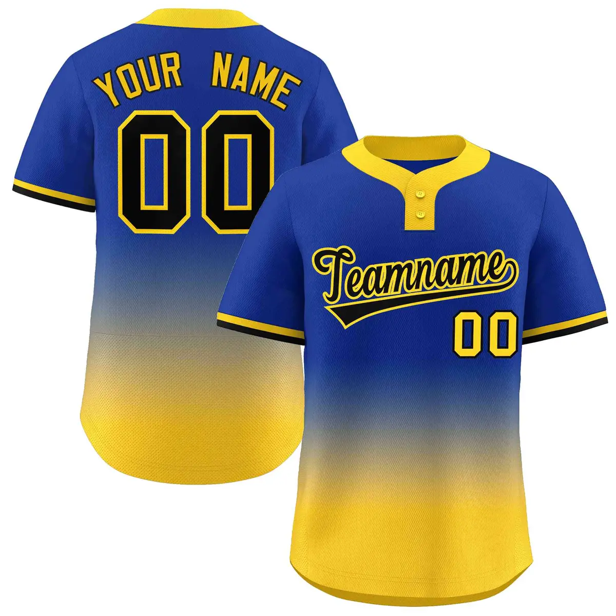 Royal Gold Black-Gold Gradient Two-Button Softball Jersey
