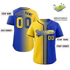 Royal Gold-Black Gradient Fashion Authentic Baseball Jersey 2