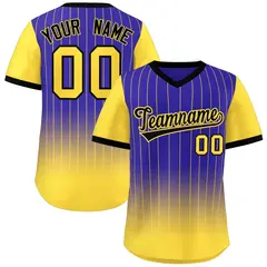 Royal Gold-Black Gradient Pullover Pinstripe Baseball Jersey