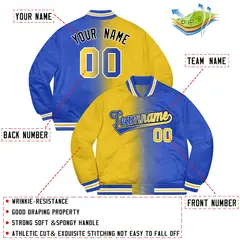 Royal Gold-Black Two Tone Gradient Letterman Bomber Jacket 2