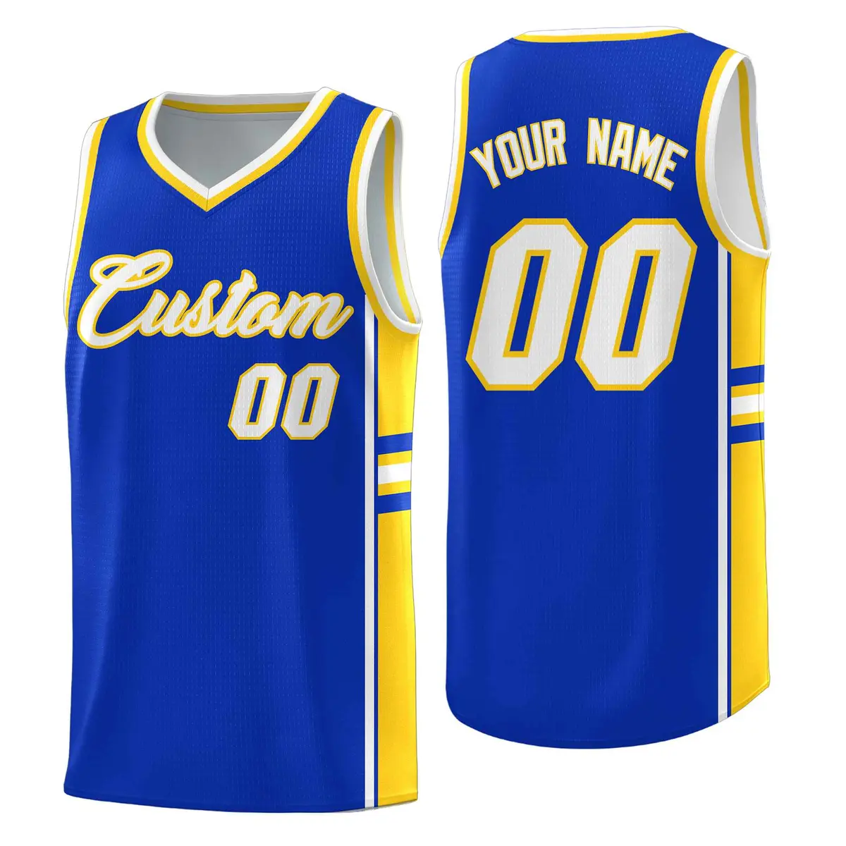 Royal Gold Classic Color Block Varsity Basketball Jersey