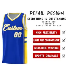 Royal Gold Classic Color Block Varsity Basketball Jersey 2
