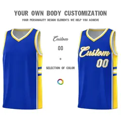 Royal Gold Classic Color Block Varsity Basketball Jersey 3