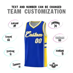 Royal Gold Classic Color Block Varsity Basketball Jersey 4