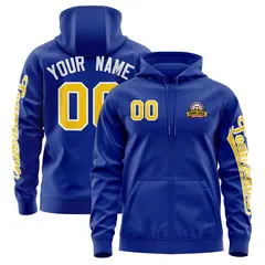 Royal Gold Classic Full-Zip Varsity Letterman Jacket Hoodie 1