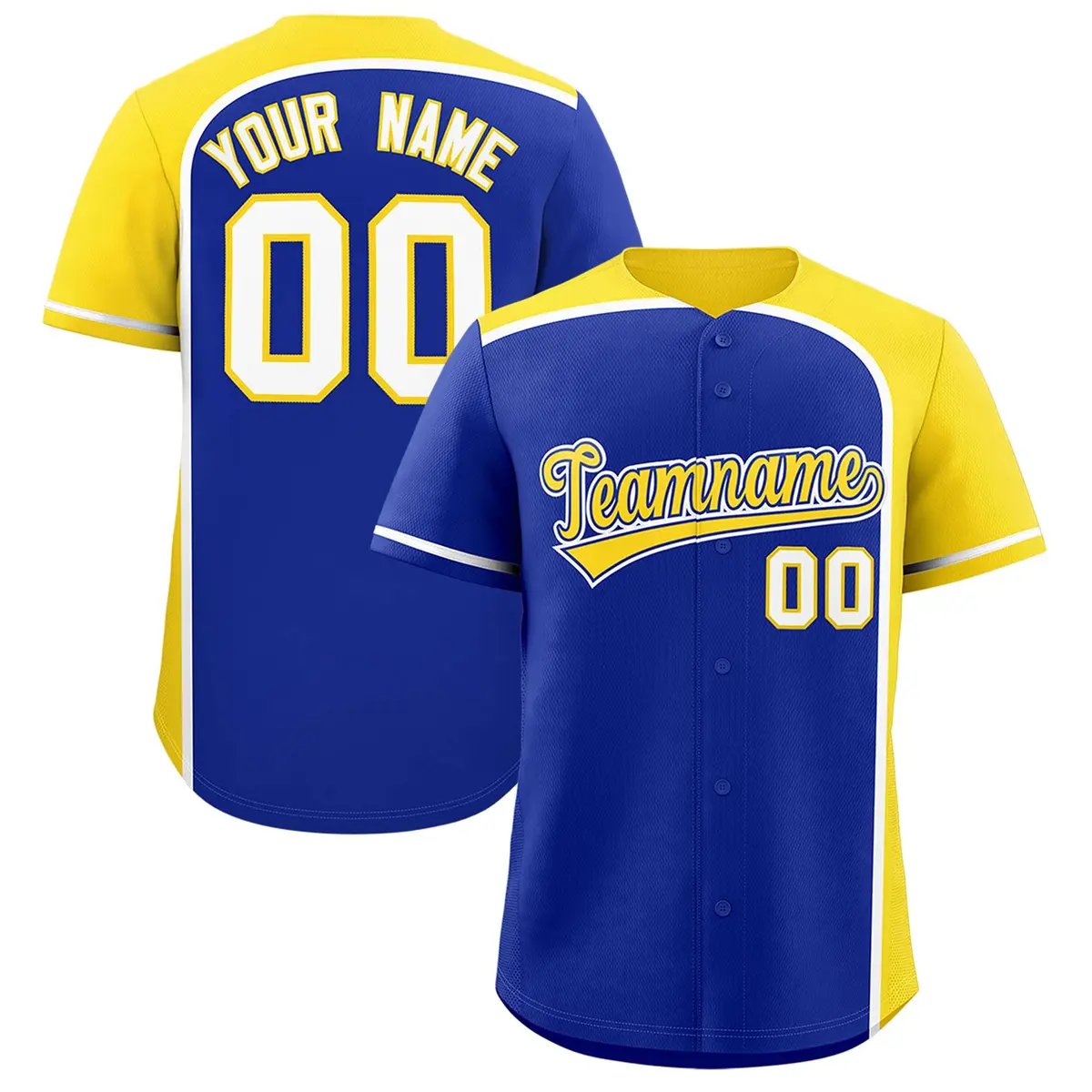 Royal Gold Color Block Authentic Baseball Jersey