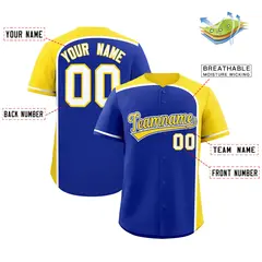Royal Gold Color Block Authentic Baseball Jersey 2