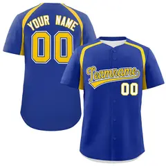 Royal Gold Color Block Authentic Baseball Jersey 1