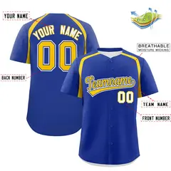 Royal Gold Color Block Authentic Baseball Jersey 2