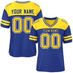 Royal Gold Color Block Authentic Football Jersey 1