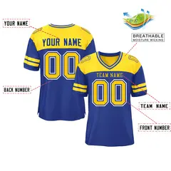 Royal Gold Color Block Authentic Football Jersey 2