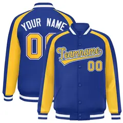 Royal Gold Color Block Raglan Varsity Letterman Jacket 1