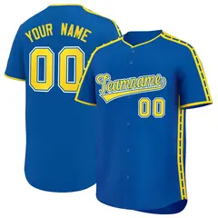 Royal Gold Color Block Side Dotted Line Baseball Jersey 1