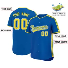 Royal Gold Color Block Side Dotted Line Baseball Jersey 2