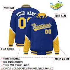 Royal Gold Color Block Varsity Letterman Baseball Jacket 2