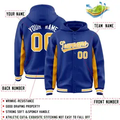 Royal Gold Color Block Varsity Letterman Jacket Hoodie 4