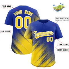 Royal Gold Diagonal Stripe Gradient Fashion Baseball Jersey 2