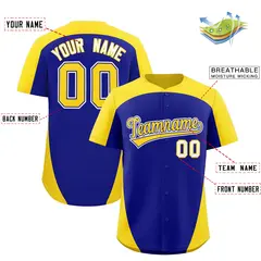 Royal Gold Edge Color Block Authentic Baseball Jersey 2