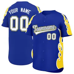 Royal Gold Flame Outline Side Pattern Basketball Jersey 1