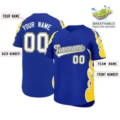 Royal Gold Flame Outline Side Pattern Basketball Jersey 2