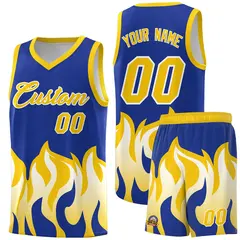 Royal Gold Flame Pattern Sports Basketball Jersey