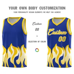 Royal Gold Flame Pattern Sports Basketball Jersey 3